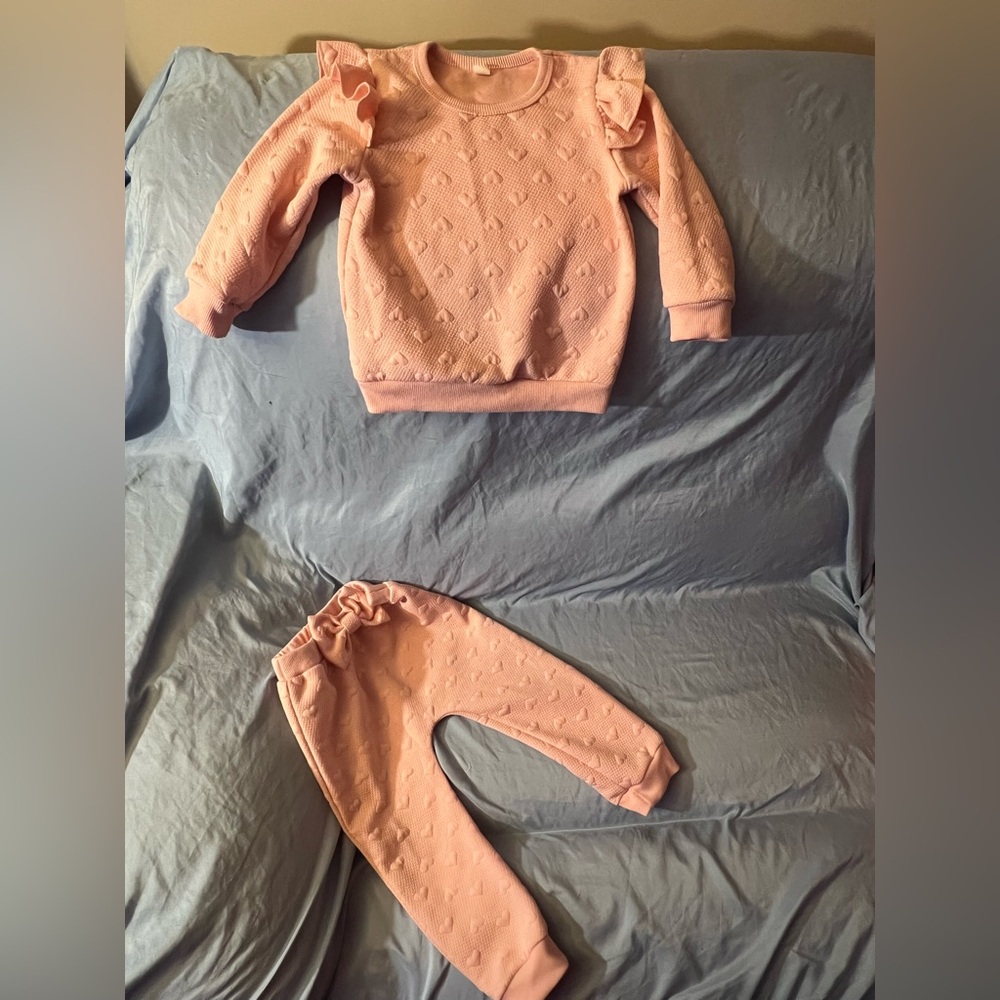 Pink Toddler Girls Heart Sweatshirt with matching Bottoms